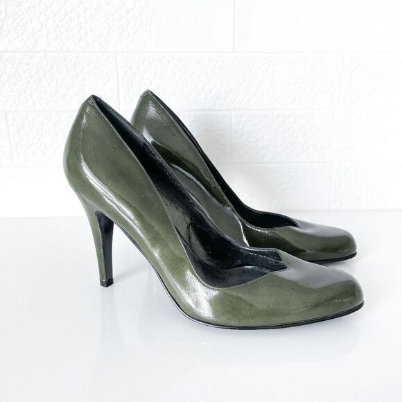 Nine West Womens Lucero Heels Round Toe Leather Stiletto Pumps Dark Green Size 8 - Picture 1 of 10